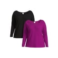 thumbnail image 1 of Terra & Sky Plus Size Sweetheart Rib Top, 2-Pack, 1 of 5
