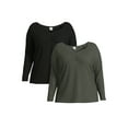 thumbnail image 1 of Terra & Sky Plus Size Sweetheart Rib Top, 2-Pack, 1 of 5
