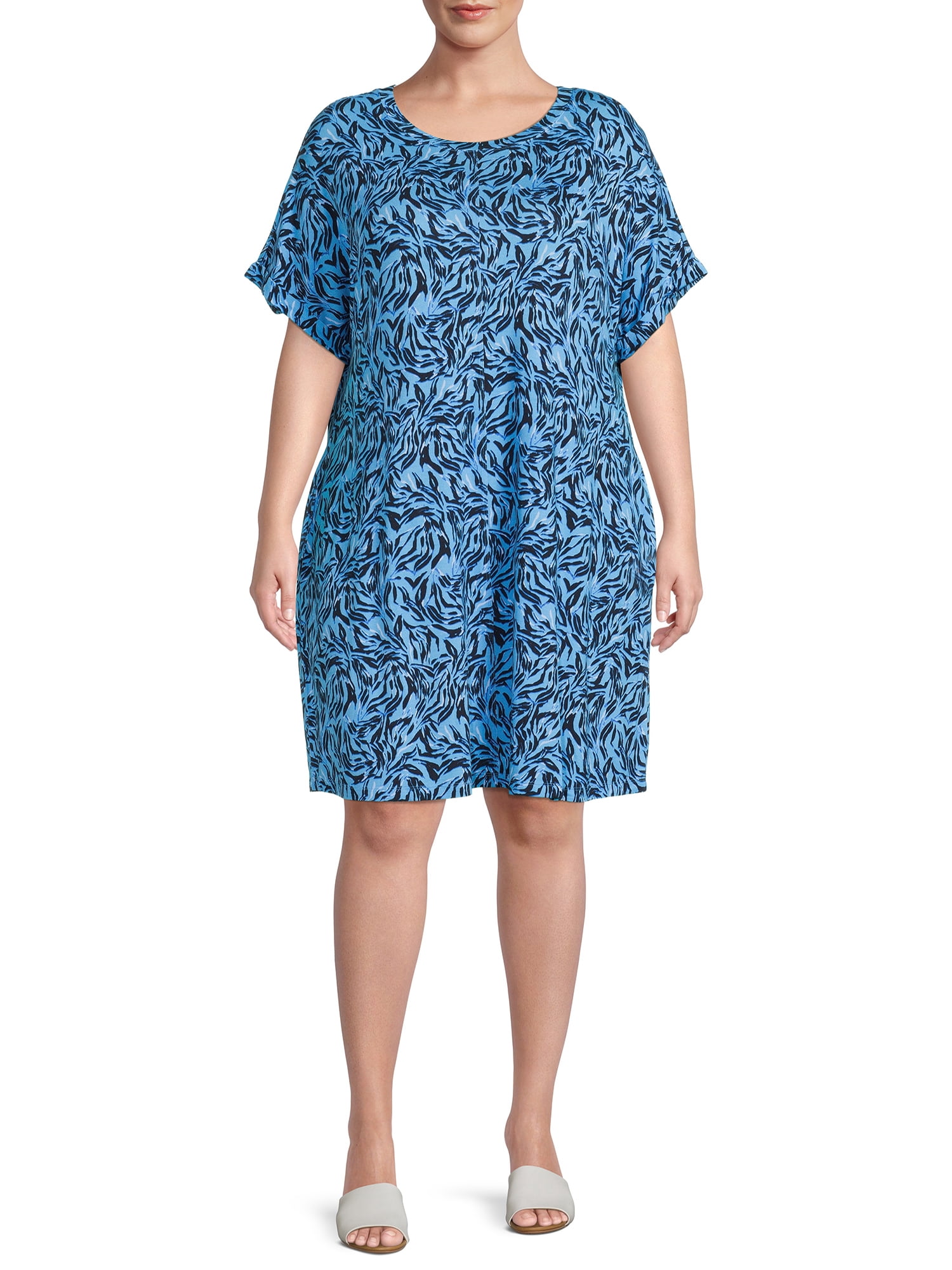 Terra & Sky Relaxed Fit Knee Length T-Shirt Dress (Women's Plus Size), Size 3X