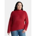 thumbnail image 1 of Terra & Sky Women’s Plus Diagonal Ribbed Mock Neck Sweater, Lightweight, Sizes 0X-5X, 1 of 5