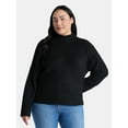 thumbnail image 1 of Terra & Sky Women’s Plus Diagonal Ribbed Mock Neck Sweater, Lightweight, Sizes 0X-5X, 1 of 5