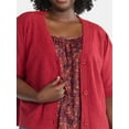 thumbnail image 1 of Terra & Sky Women's Plus Short Sleeve Button Front Cardigan, Sizes 0X-5X, 1 of 5