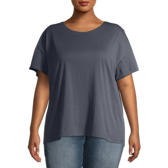 Terra & Sky Short Sleeve Ringer Pullover Crew Neck T-Shirt (Women's Plus) 1 Pack