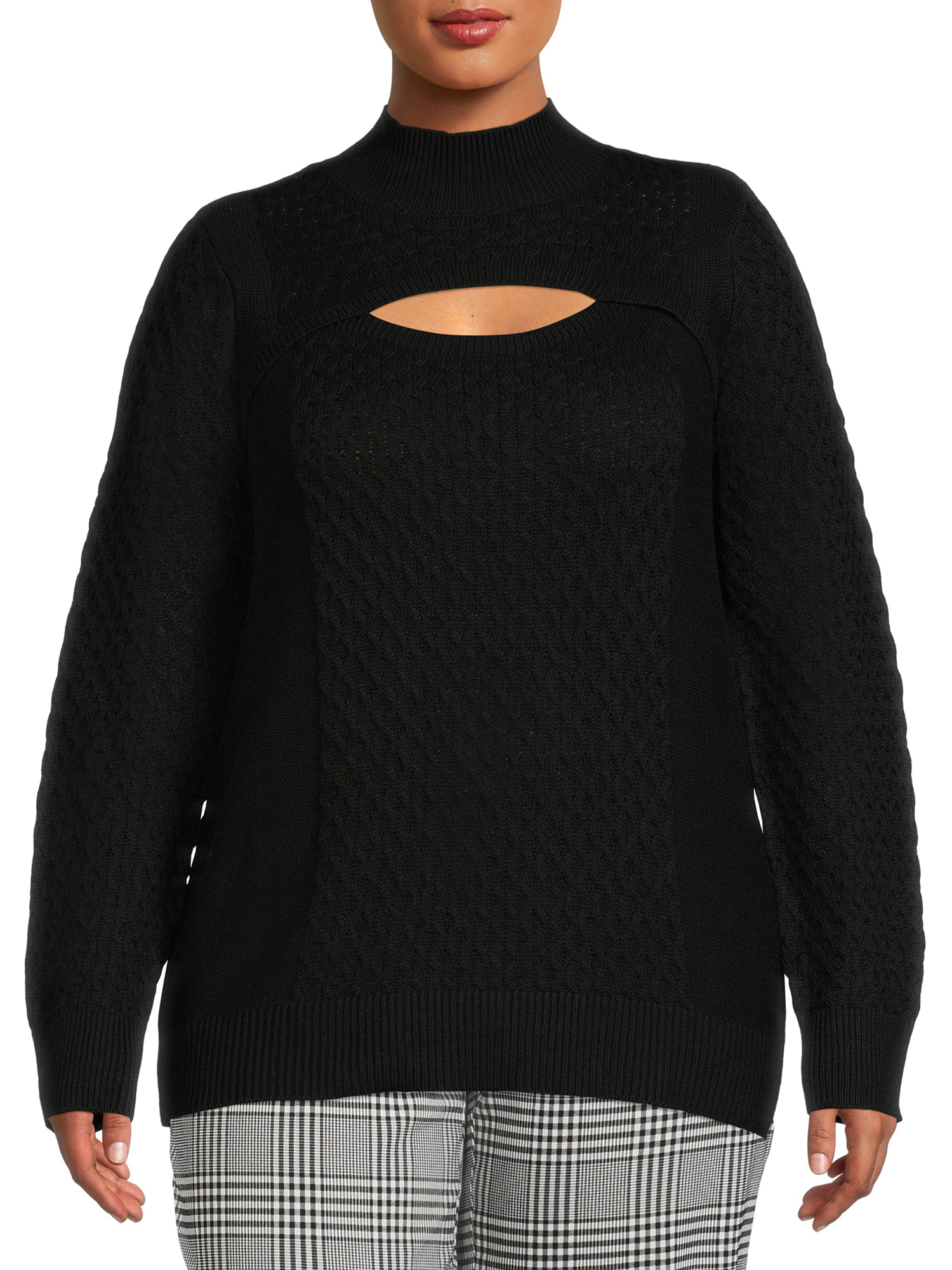 Terra & Sky Women's Cutout Pullover Sweater - image 1 of 5