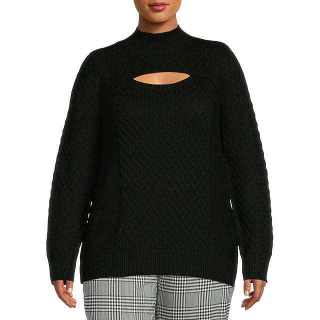 Terra & Sky Women's Cutout Pullover Sweater