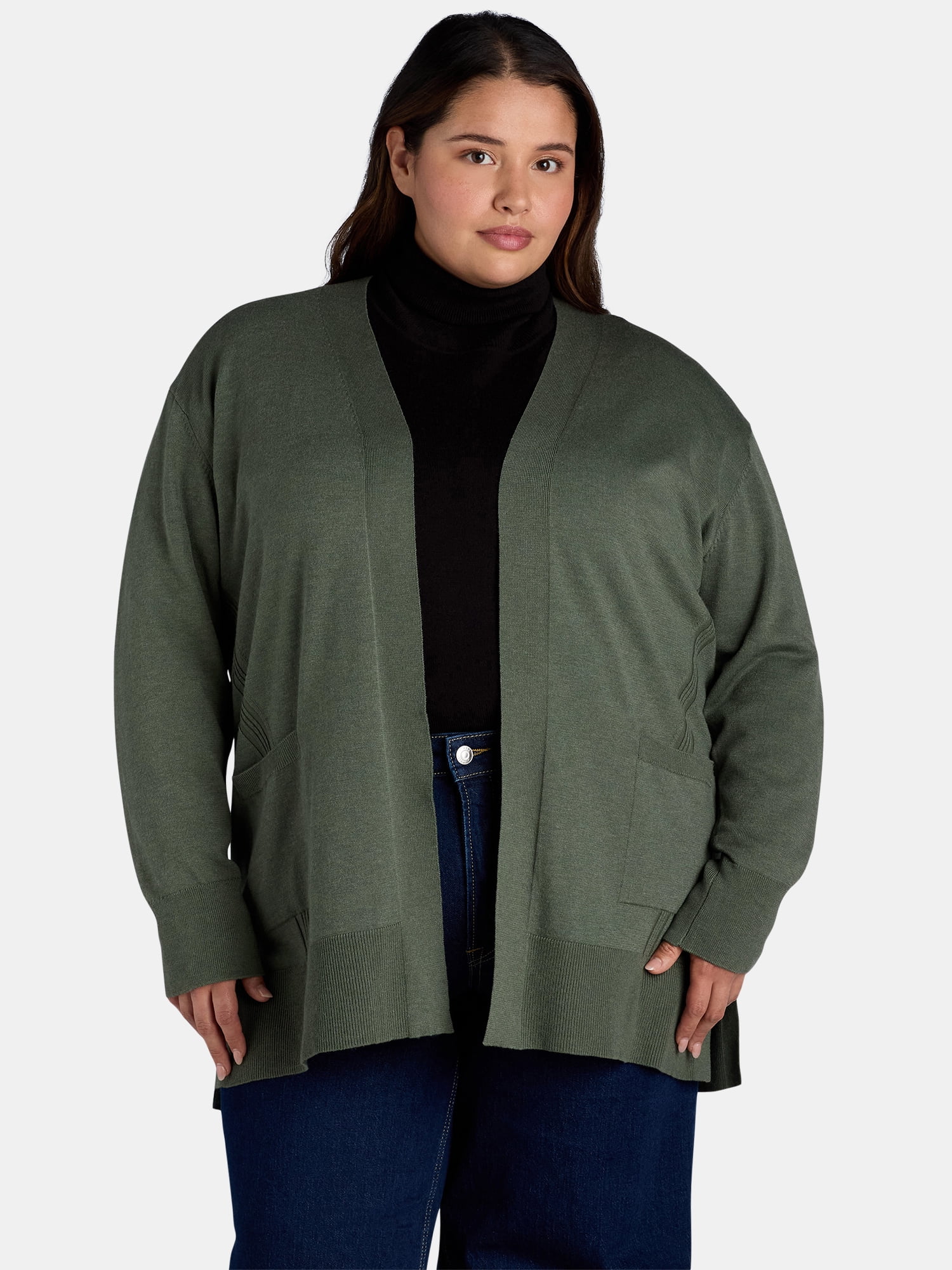Terra Sky Women s Fine Gauge Cardigan Lightweight Sizes 0X 4X Walmart