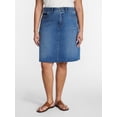 thumbnail image 1 of Terra & Sky Women's Knee Length Denim Skirt, Sizes 16W-24W, 1 of 5