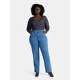 thumbnail image 1 of Terra & Sky Women's Plus V Neck Mesh Bodysuit with Long Sleeves, Sizes 0X-5X, 1 of 5