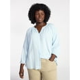 thumbnail image 1 of Terra & Sky Women's Plus Size Button Blouse with 3/4-Length Sleeves, Sizes 0X-5X, 1 of 5