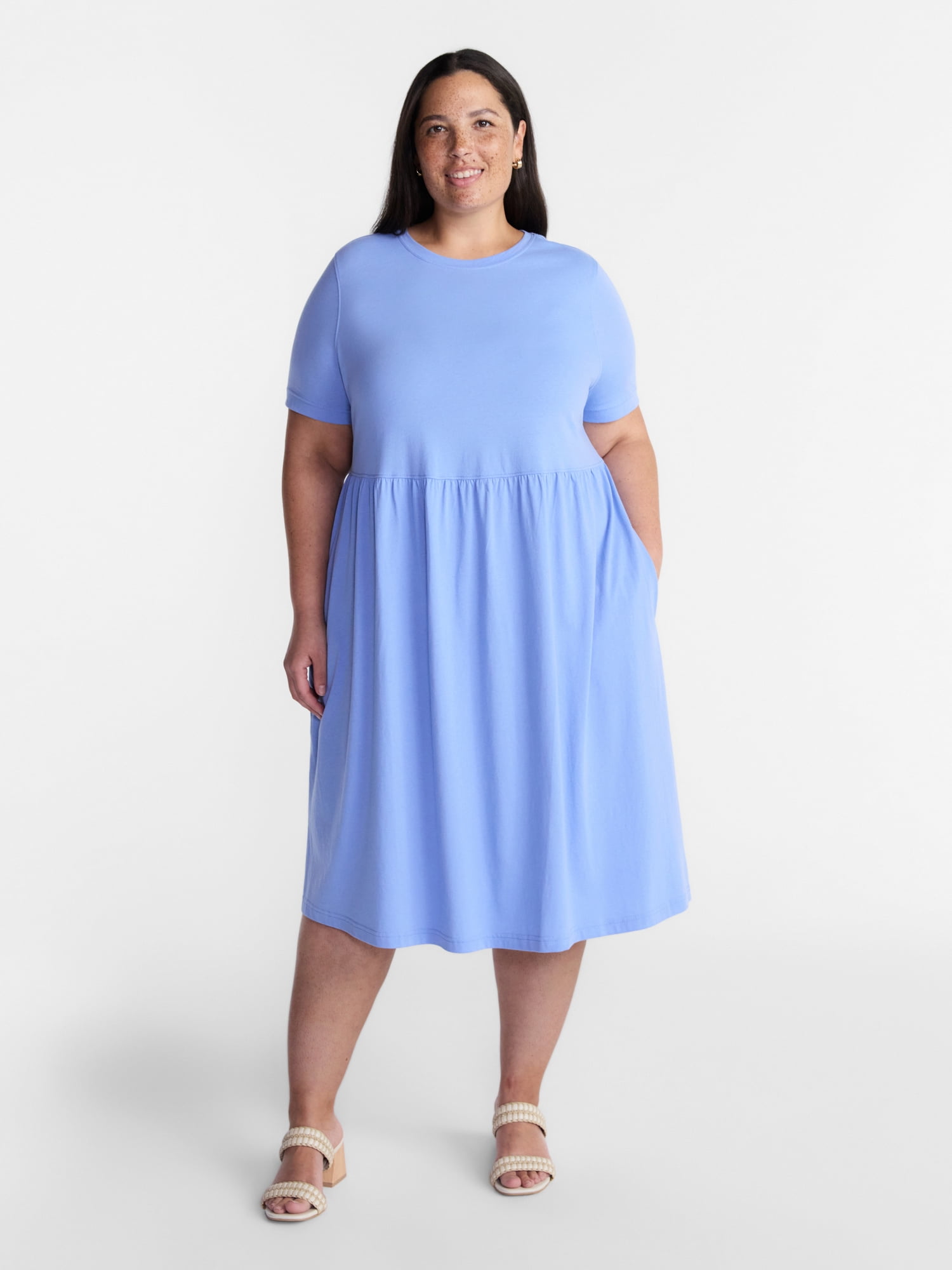 Terra & Sky Women’s Plus Babydoll Dress, Sizes 0X-5X