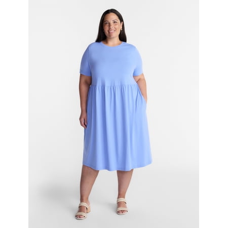 Terra & Sky Women’s Plus Babydoll Dress, Sizes 0X-5X