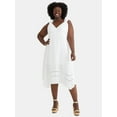 thumbnail image 1 of Terra & Sky Women's Plus Black Label Handkerchief Hem Midi Dress, Sizes 0X-4X, 1 of 4