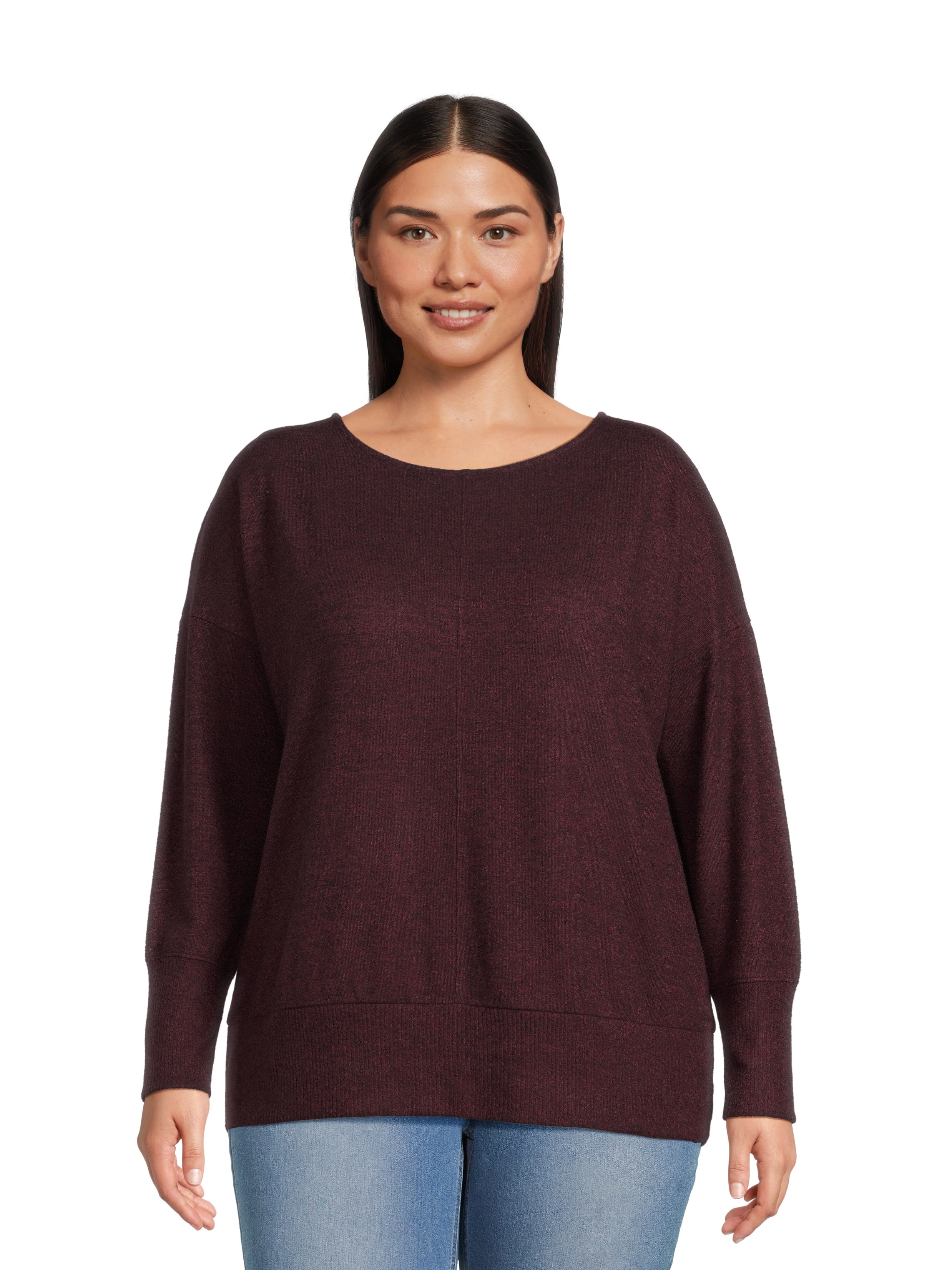 Terra & Sky Women's Plus Boat Neck Top with Dolman Sleeves, Sizes 0X4X