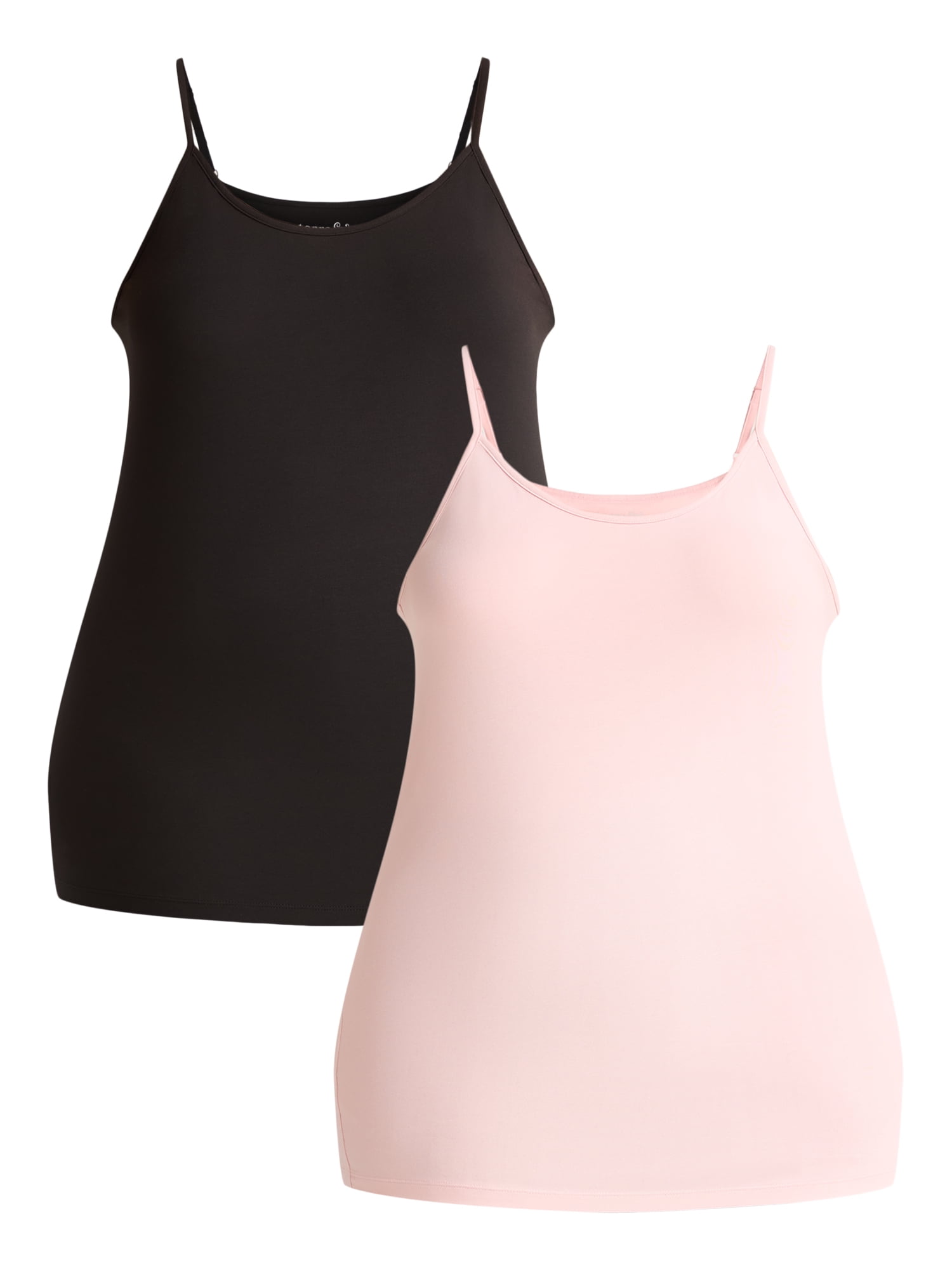 Terra & Sky Women’s Plus Camisole with Adjustable Straps, 2-Pack, Sizes 0X-5X