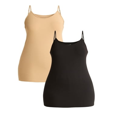 Terra & Sky Women’s Plus Camisole with Adjustable Straps, 2-Pack, Sizes 0X-5X
