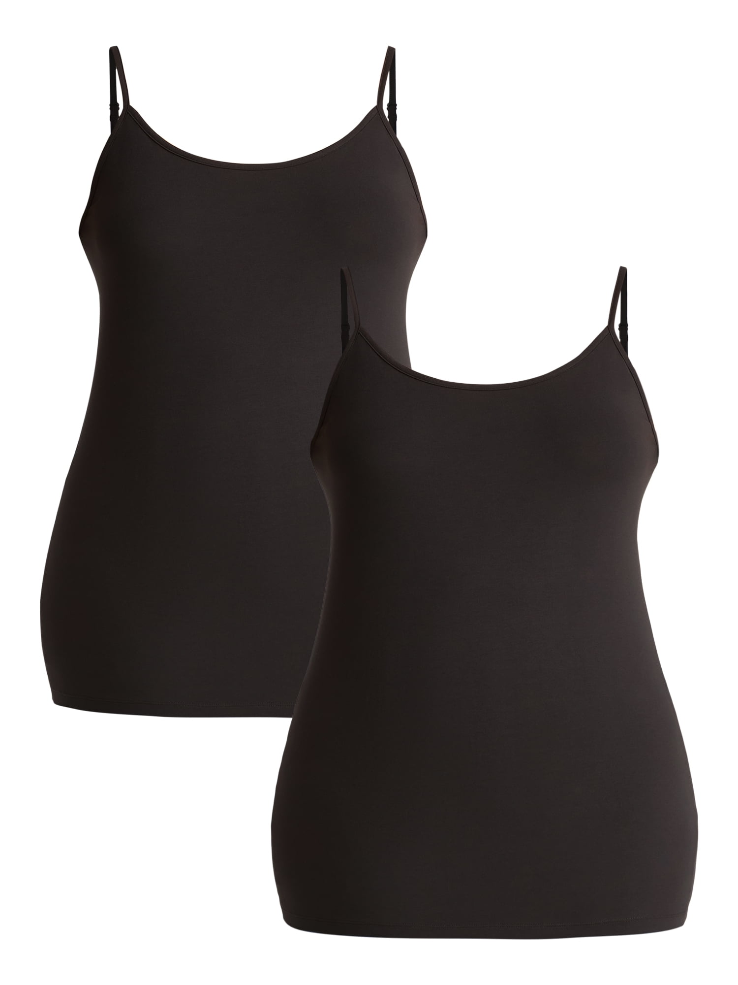 Terra & Sky Women’s Plus Camisole with Adjustable Straps, 2-Pack, Sizes 0X-5X