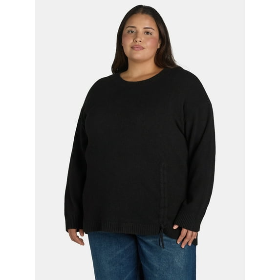 Terra & Sky Women’s Plus Cinch Waist Sweater, Lightweight, Sizes 0X-5X