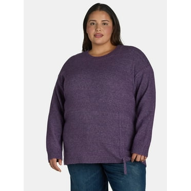Terra & Sky Women’s Plus Cinch Waist Sweater, Lightweight, Sizes 0X-5X