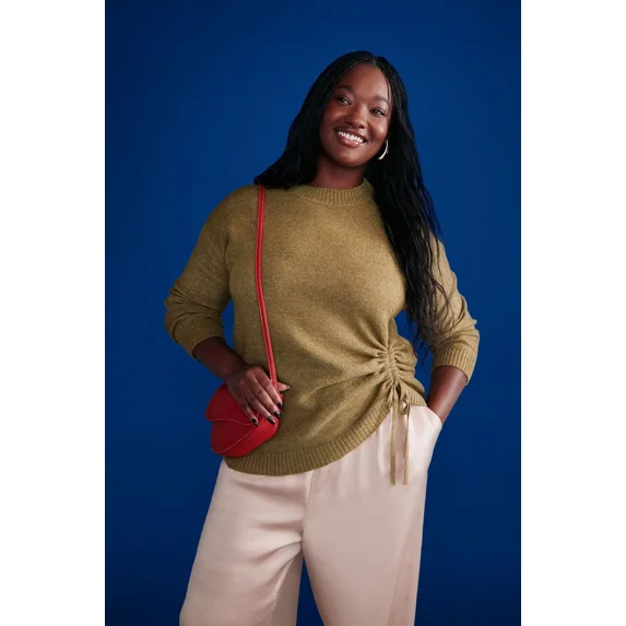 Terra & Sky Women’s Plus Cinch Waist Sweater, Lightweight, Sizes 0X-5X