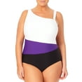 thumbnail image 1 of Terra & Sky Women's Plus Color Block One-Piece Swimsuit, 1 of 5