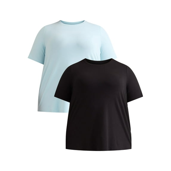 Terra & Sky Women’s Plus Crew Tee with Short-Sleeves, 2-Pack, Sizes 0X-5X
