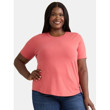 Terra & Sky Women’s Plus Crew Tee with Short-Sleeves, Sizes 0X-5X
