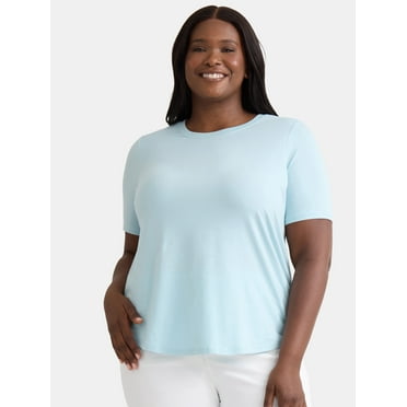Terra & Sky Women’s Plus Crew Tee with Short-Sleeves, Sizes 0X-5X