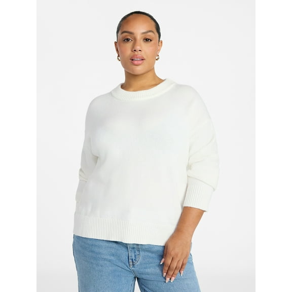 Terra & Sky Women's Plus Size Crewneck Pullover Sweater, Size 0X-5X