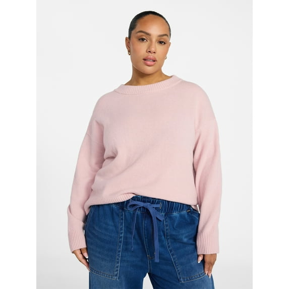 Terra & Sky Women's Plus Size Crewneck Pullover Sweater, Size 0X-5X