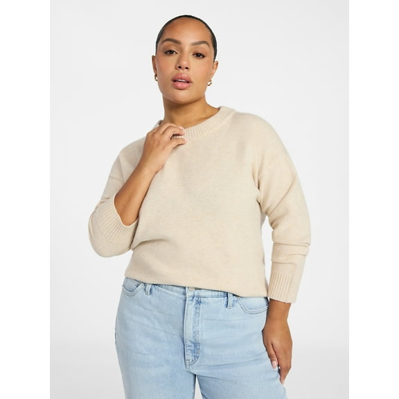 Terra & Sky Women's Plus Size Crewneck Pullover Sweater, Size 0X-5X