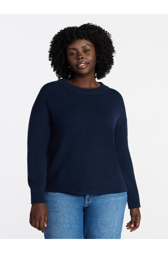 Women's Plus Size Crewneck Pullover Sweater, Size 0X-5X