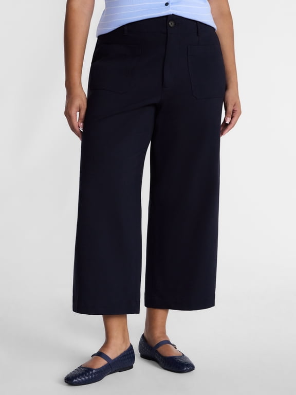 Women's Plus Cropped Wide Leg Ponte Pants, 26" Inseam, Sizes 16W-26W