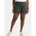 thumbnail image 1 of Terra & Sky Women's Plus Denim Raw Edge Shorts, 5" Inseam, Sizes 14W-26W, 1 of 5