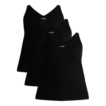 Terra & Sky Women's Plus Double V Neck Tank, 3-Pack