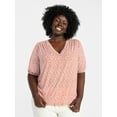 thumbnail image 1 of Terra & Sky Women's Plus Size V Neck Tee with Elbow Sleeves, Sizes 0X-5X, 1 of 5