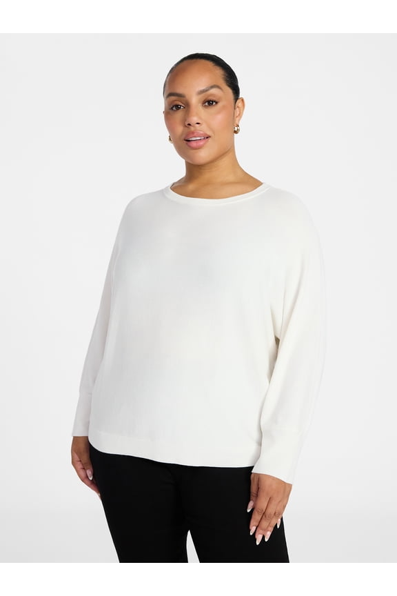 Women's Plus Size Fine Gauge Dolman Sweater, Sizes 0X-5X