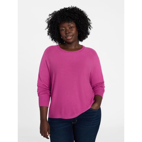 Women's Plus Size Fine Gauge Dolman Sweater, Sizes 0X-5X