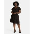 thumbnail image 1 of Terra & Sky Women's Plus Size Mini Dress with Flutter Sleeves, Sizes 0X-5X, 1 of 4