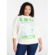 Terra & Sky Womens Plus Size Bon Appetito Graphic Sweatshirt, Sizes 0X-5X