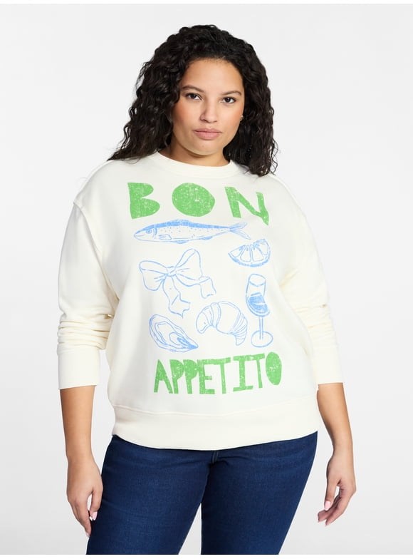 Women's Plus Size Bon Appetito Graphic Sweatshirt, Sizes 0X-5X