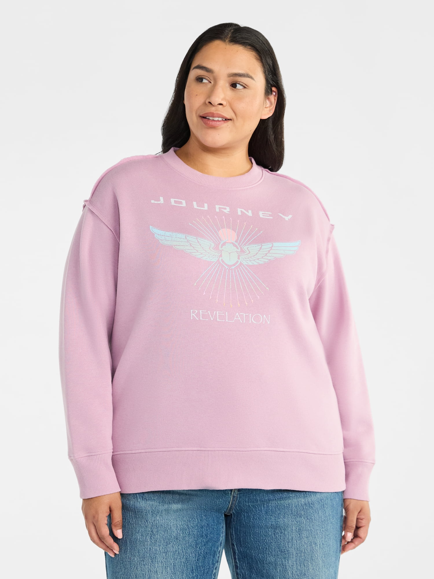 Terra & Sky Women's Plus Size Journey Revelation Graphic Sweatshirt with Long Sleeves, Sizes 0X-4X