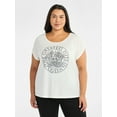 thumbnail image 1 of Terra & Sky Women's Plus Graphic T-Shirt, Greatest Hits Logo, Sizes 0X-4X, 1 of 5