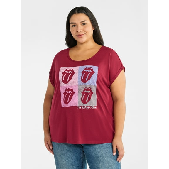 Terra & Sky Women's Plus Graphic T-Shirt, Rolling Stones, Sizes 0X-4X