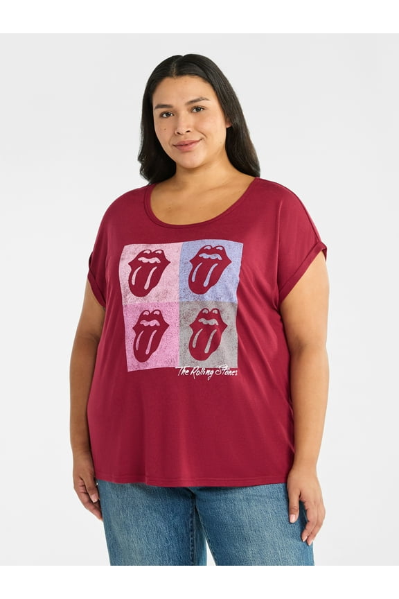 Women's Plus Graphic T-Shirt, Rolling Stones, Sizes 0X-4X