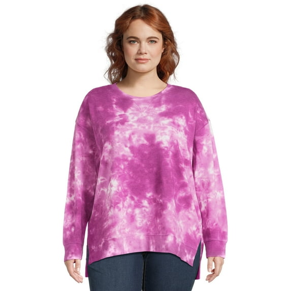 Terra & Sky Women's Plus High-Low French Terrycloth Sweatshirt