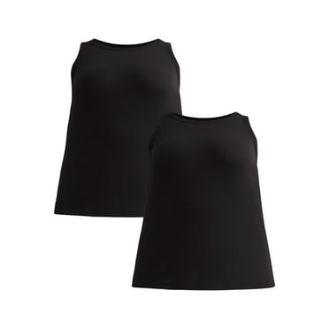 Terra & Sky Women's Plus High Neck Ribbed Tank Top, 2-Pack, Sizes 0X-5X