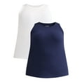thumbnail image 1 of Terra & Sky Women's Plus High Neck Ribbed Tank Top, 2-Pack, Sizes 0X-5X, 1 of 7