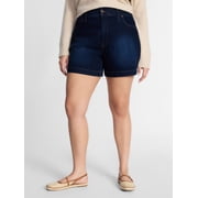 Women's Plus High Rise A Line Denim Shorts, 5" Inseam, Sizes 16W-26W