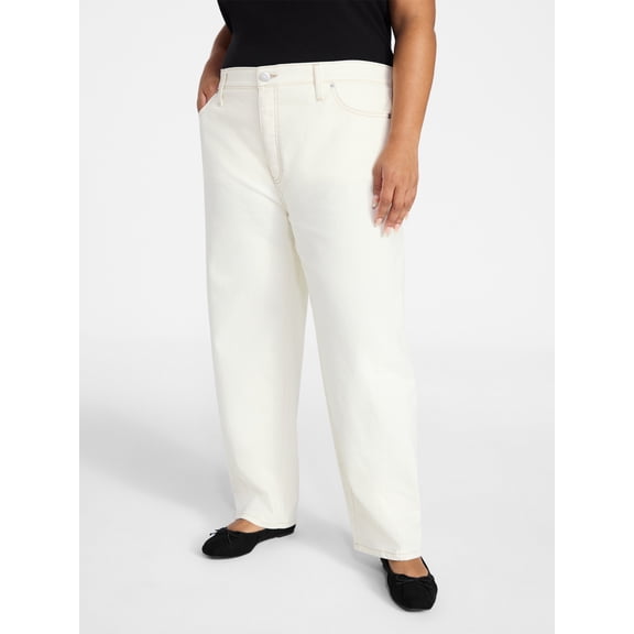 Terra & Sky Women's Plus Size High Rise Barrel Jeans, 28" Inseam, Sizes 16W-24W