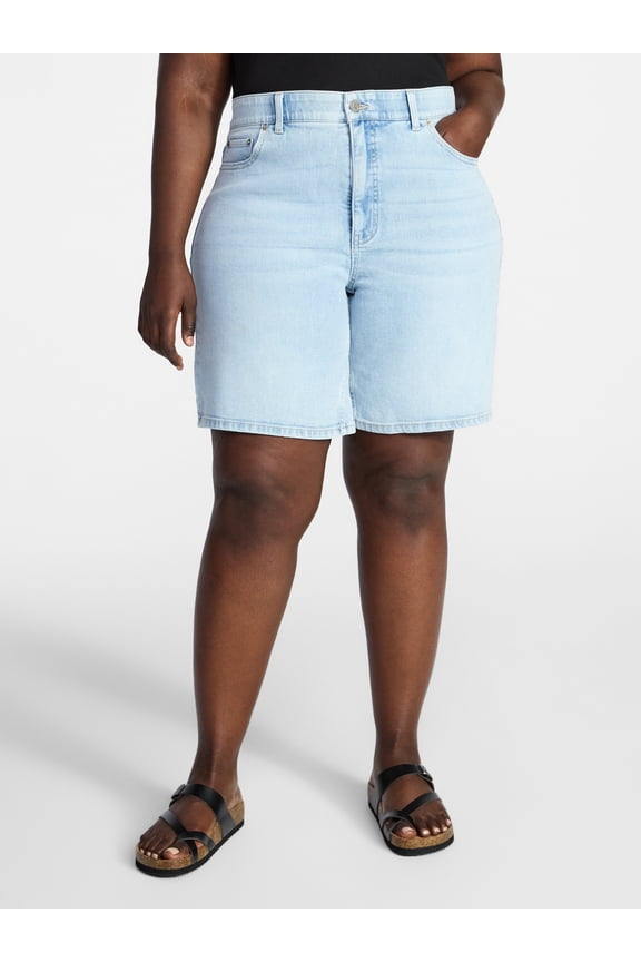 Women's Plus Size Bermuda Shorts, 9" Inseam, Sizes 16W-26W